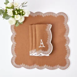 Alathea Caramel Linen Placemats & Napkins (Set Of 4)|Mrs. Alice Clearance