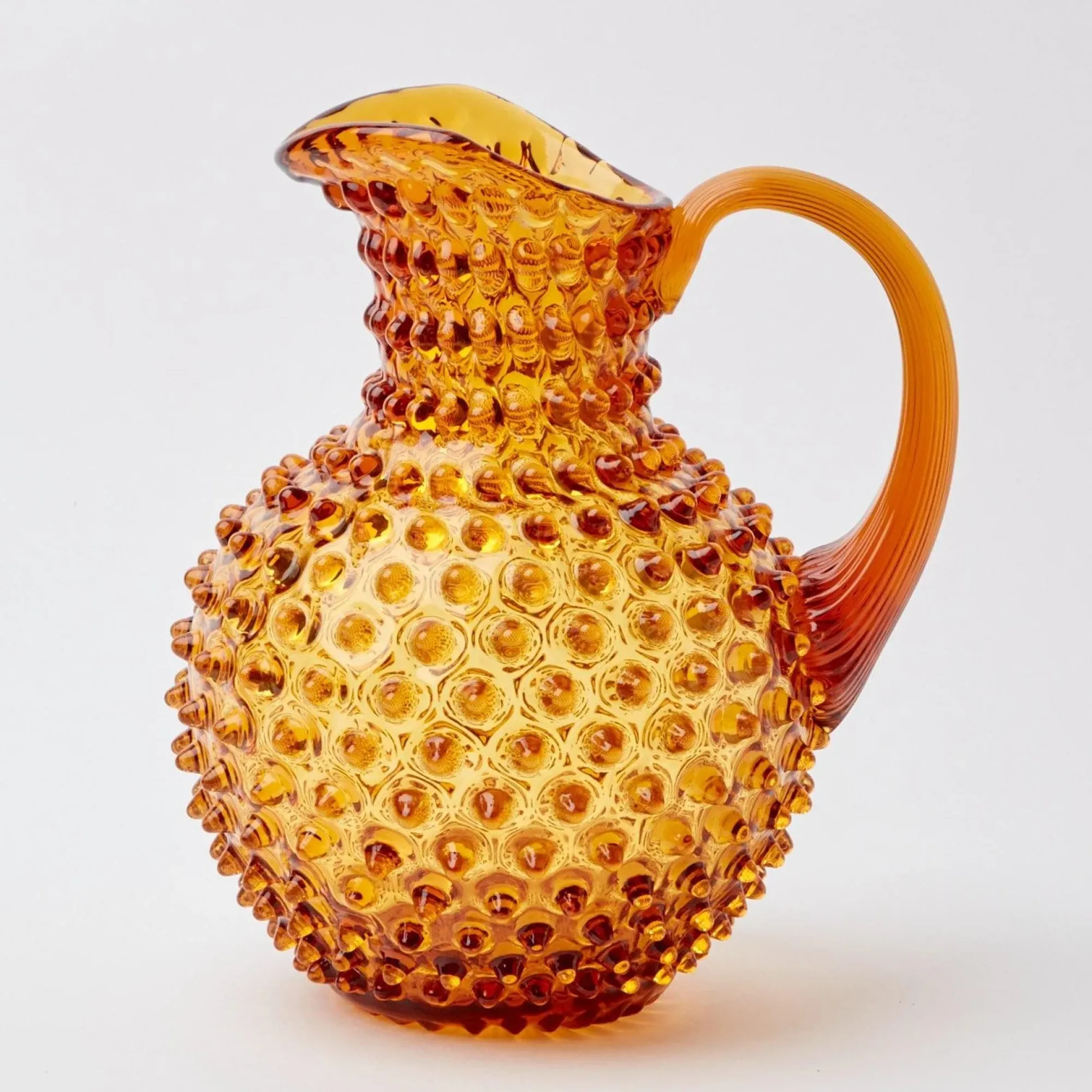 Amber Hobnail Jug And Glasses (Set Of 6)|Mrs. Alice Discount