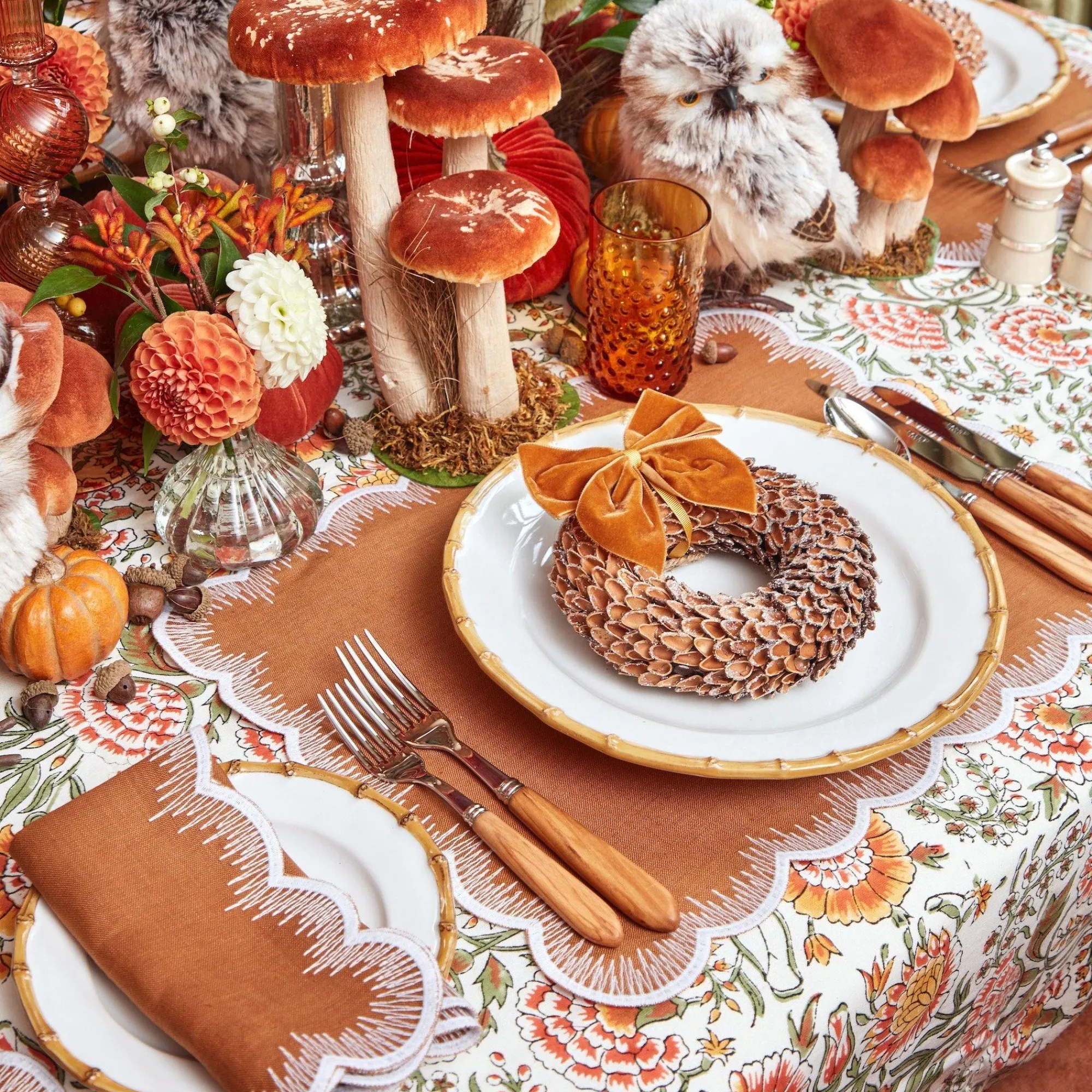 Amber Hobnail Jug And Glasses (Set Of 6)|Mrs. Alice Online