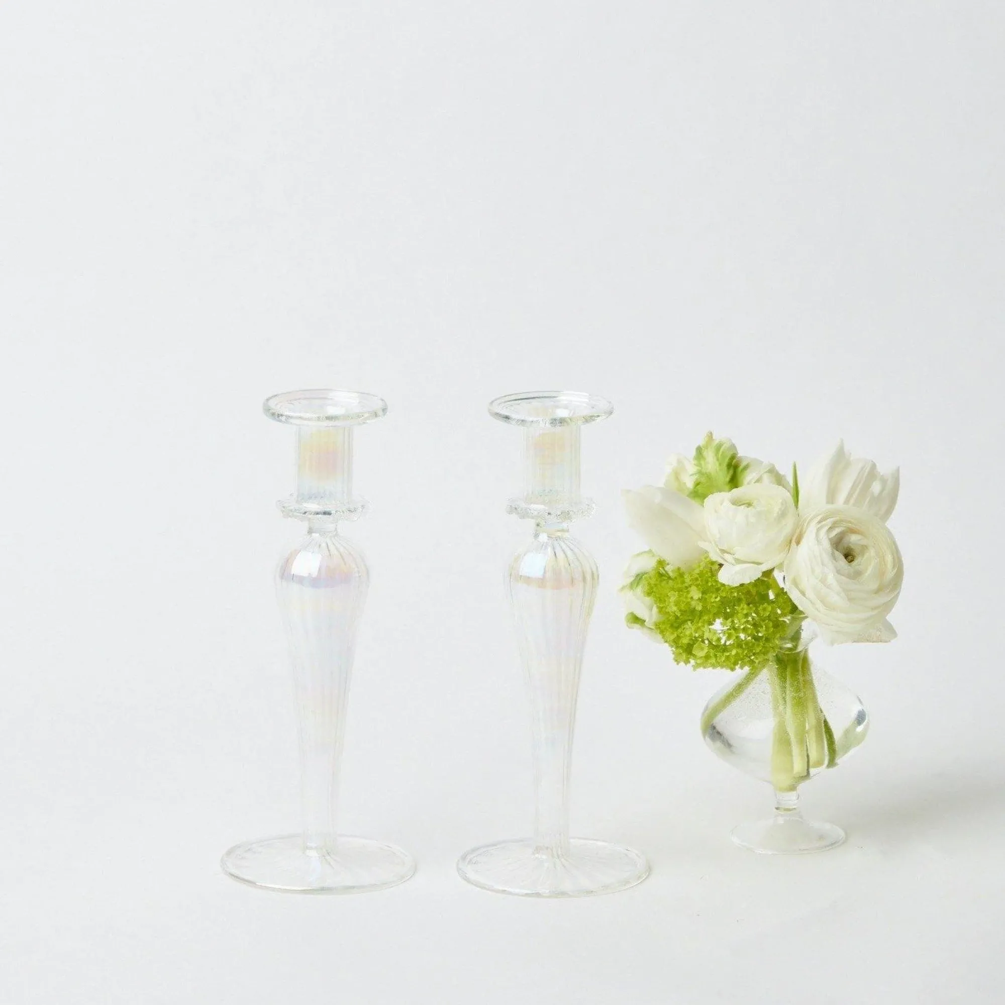 Amelie Clear Candle Holders (Pair)|Mrs. Alice
