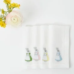 Assorted White Linen Rabbit Napkins (Set Of 4)|Mrs. Alice