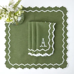 Beatrice Forest Green Napkins (Set Of 4)|Mrs. Alice Clearance