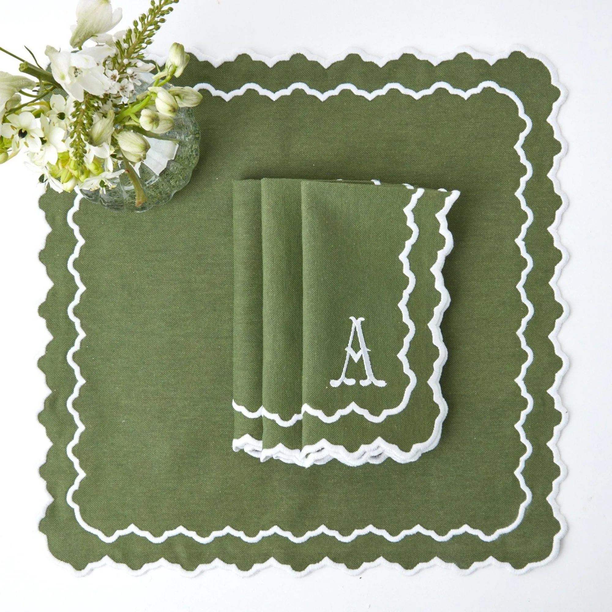 Beatrice Forest Green Napkins (Set Of 4)|Mrs. Alice Clearance