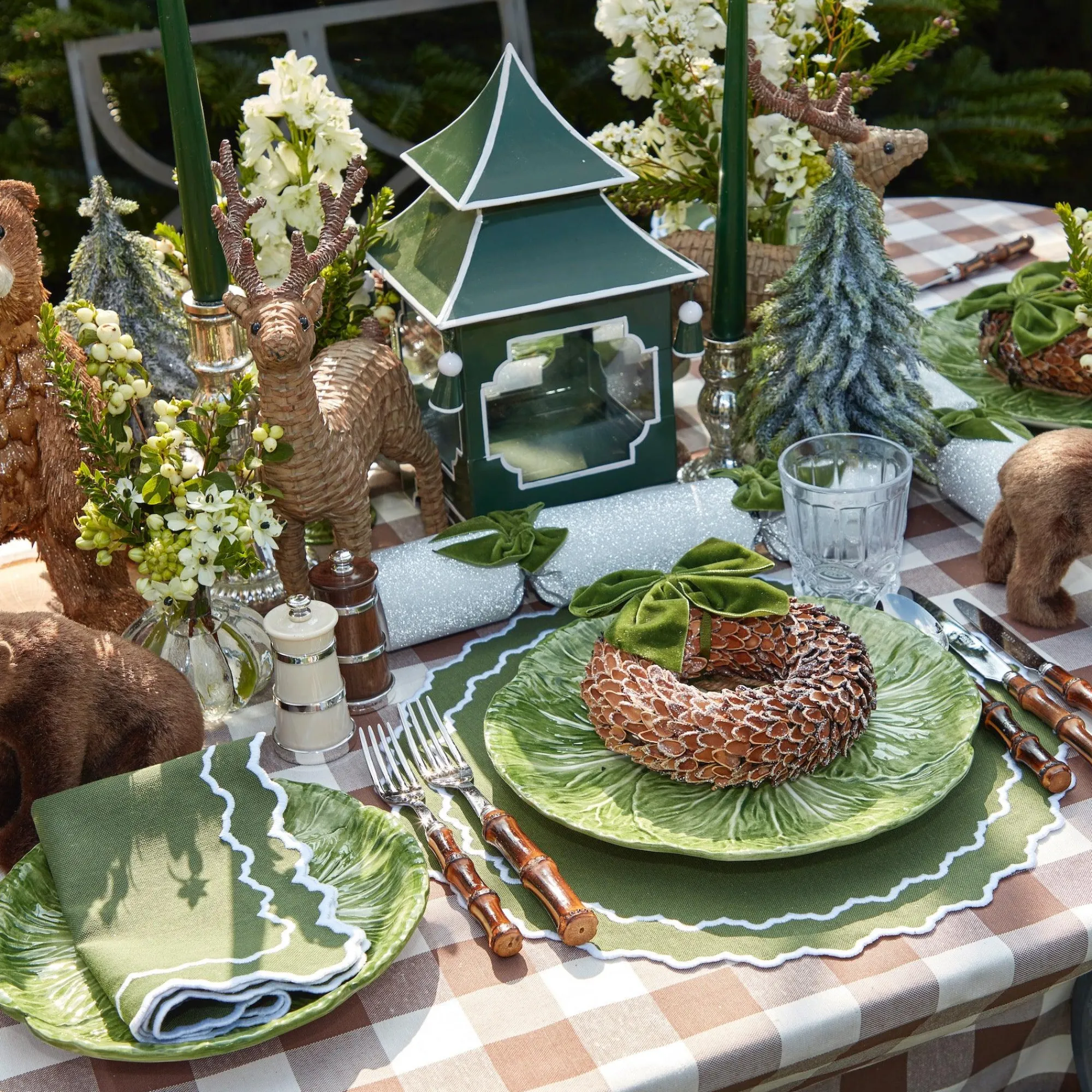 Beatrice Forest Green Napkins (Set Of 4)|Mrs. Alice Clearance