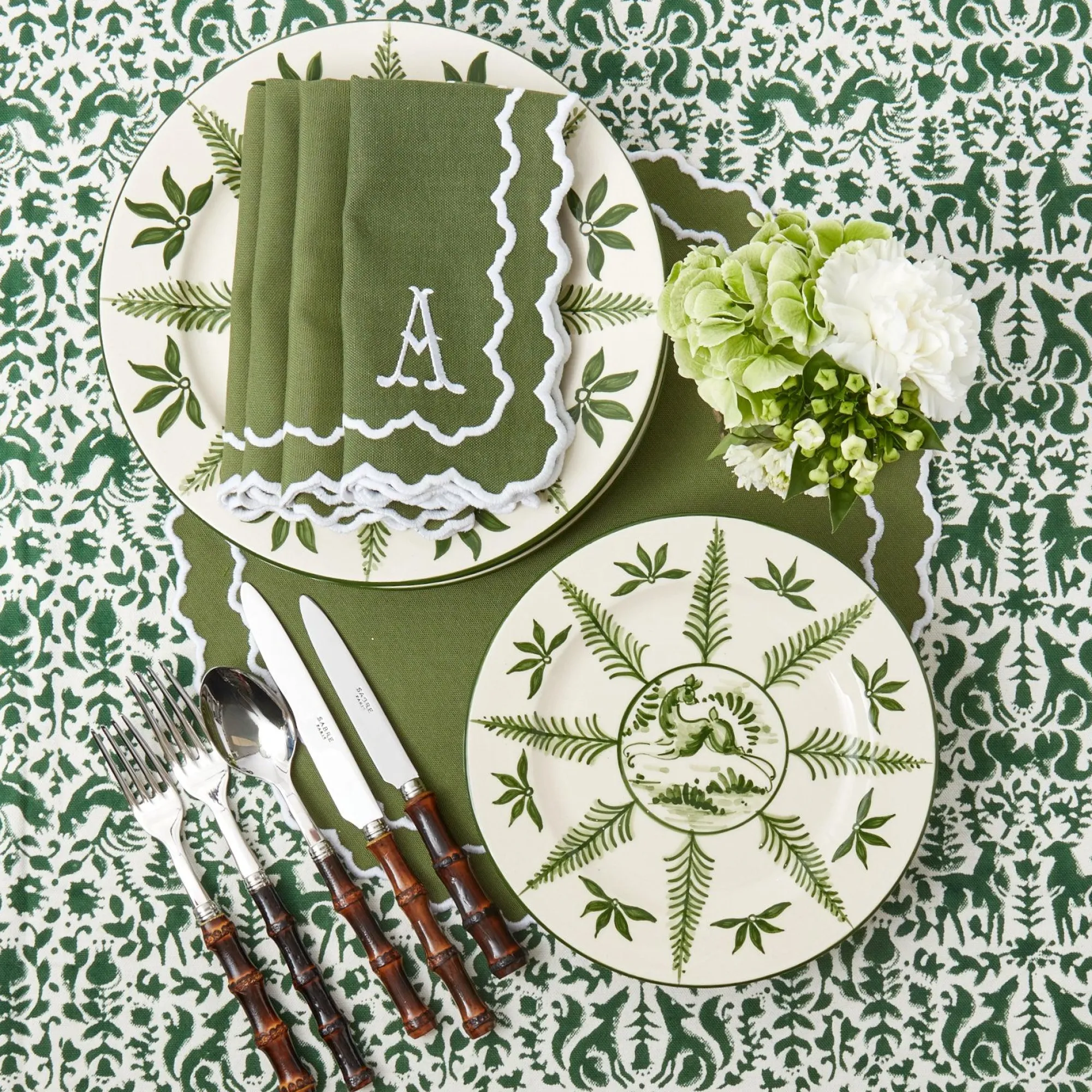 Beatrice Forest Green Napkins (Set Of 4)|Mrs. Alice Clearance