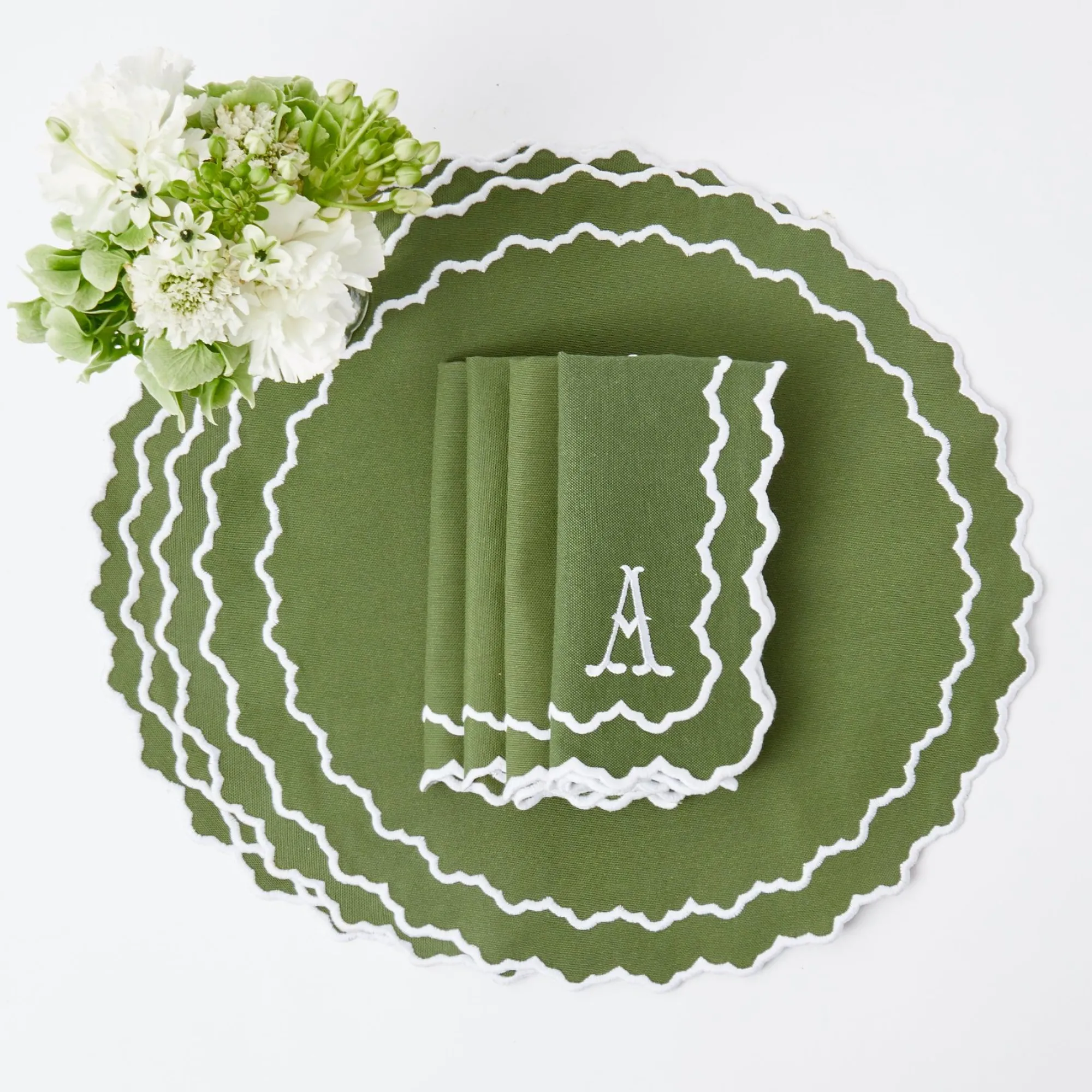 Beatrice Forest Green Napkins (Set Of 4)|Mrs. Alice Clearance