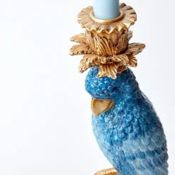 Blue & White Parrot Candle Holder (Pair)|Mrs. Alice Online
