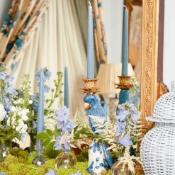 Blue & White Parrot Candle Holder (Pair)|Mrs. Alice Online