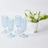 Blue & White Rim Short Stem Glass (Set Of 4)|Mrs. Alice Hot