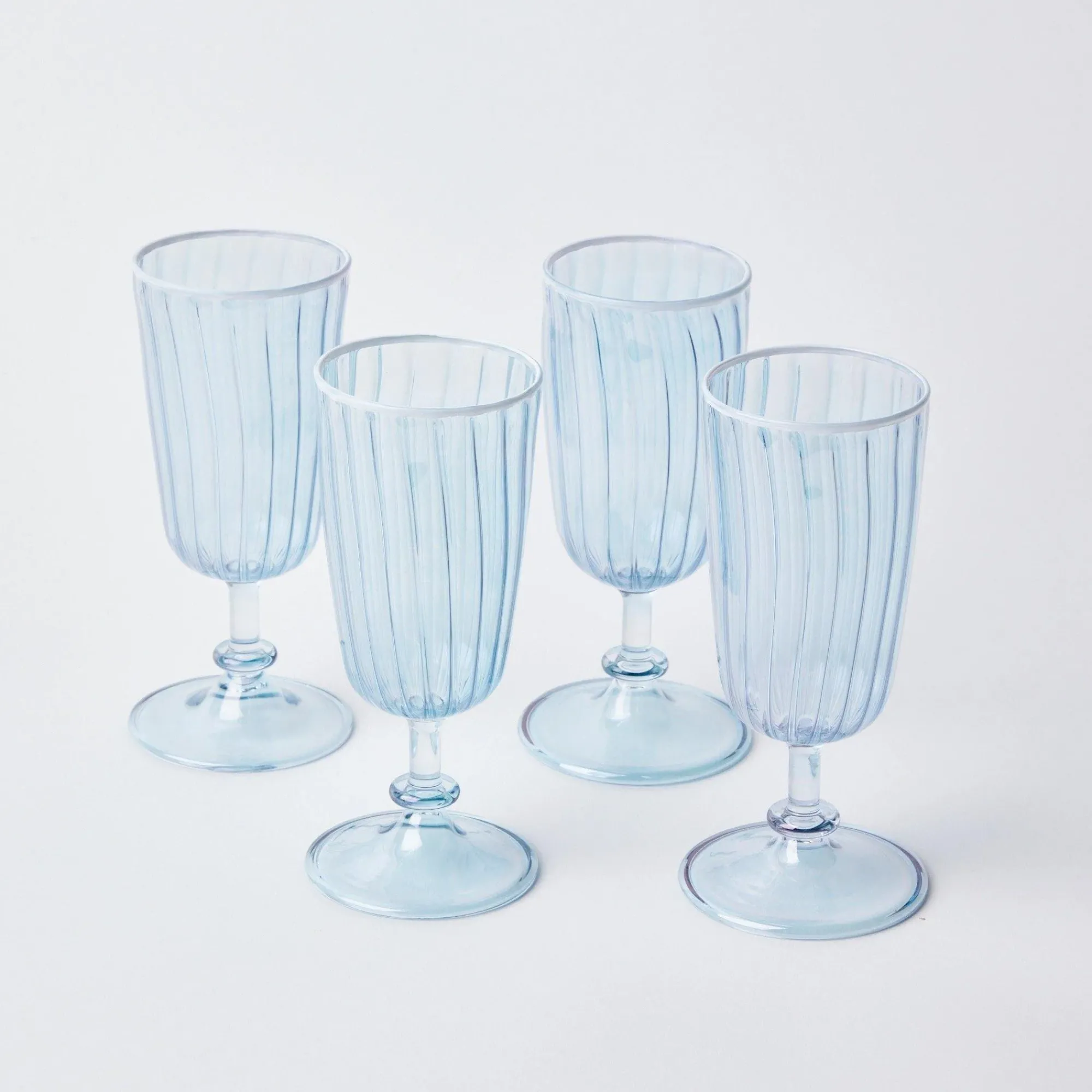 Blue & White Rim Short Stem Glass (Set Of 4)|Mrs. Alice Hot