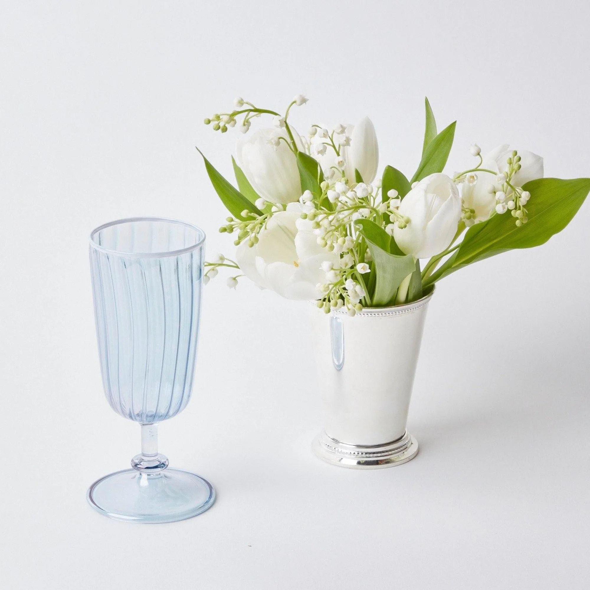 Blue & White Rim Short Stem Glass (Set Of 4)|Mrs. Alice Hot