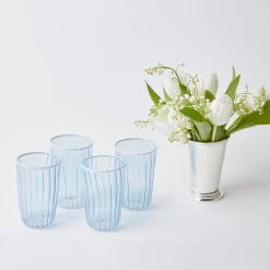 Blue & White Rim Water Glasses (Set Of 4)|Mrs. Alice