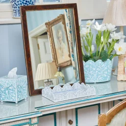 Blue Floral Tole Tissue Box|Mrs. Alice Clearance