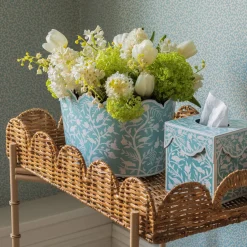 Blue Floral Tole Tissue Box|Mrs. Alice Clearance