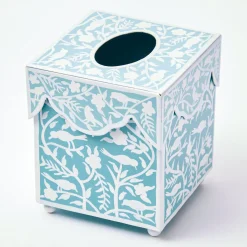 Blue Floral Tole Tissue Box|Mrs. Alice Clearance