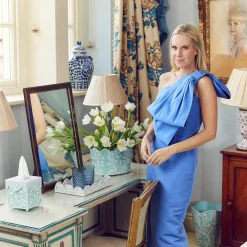 Blue Floral Tole Tissue Box|Mrs. Alice Clearance