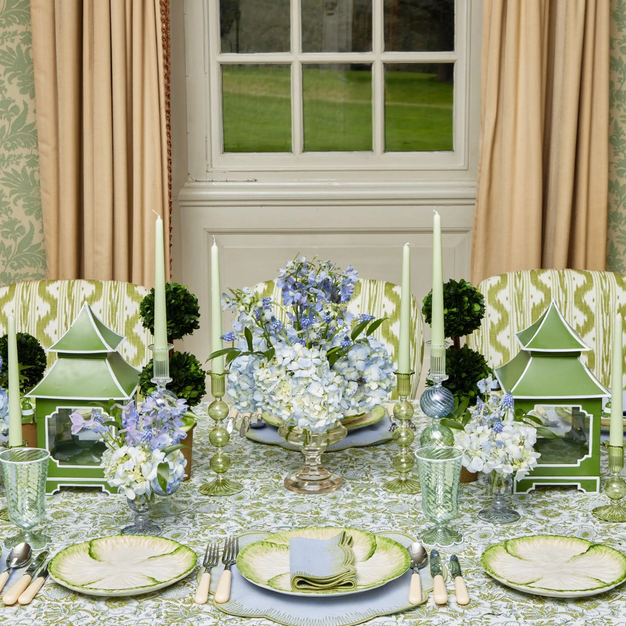 Blue Fluted Vase Set|Mrs. Alice Sale