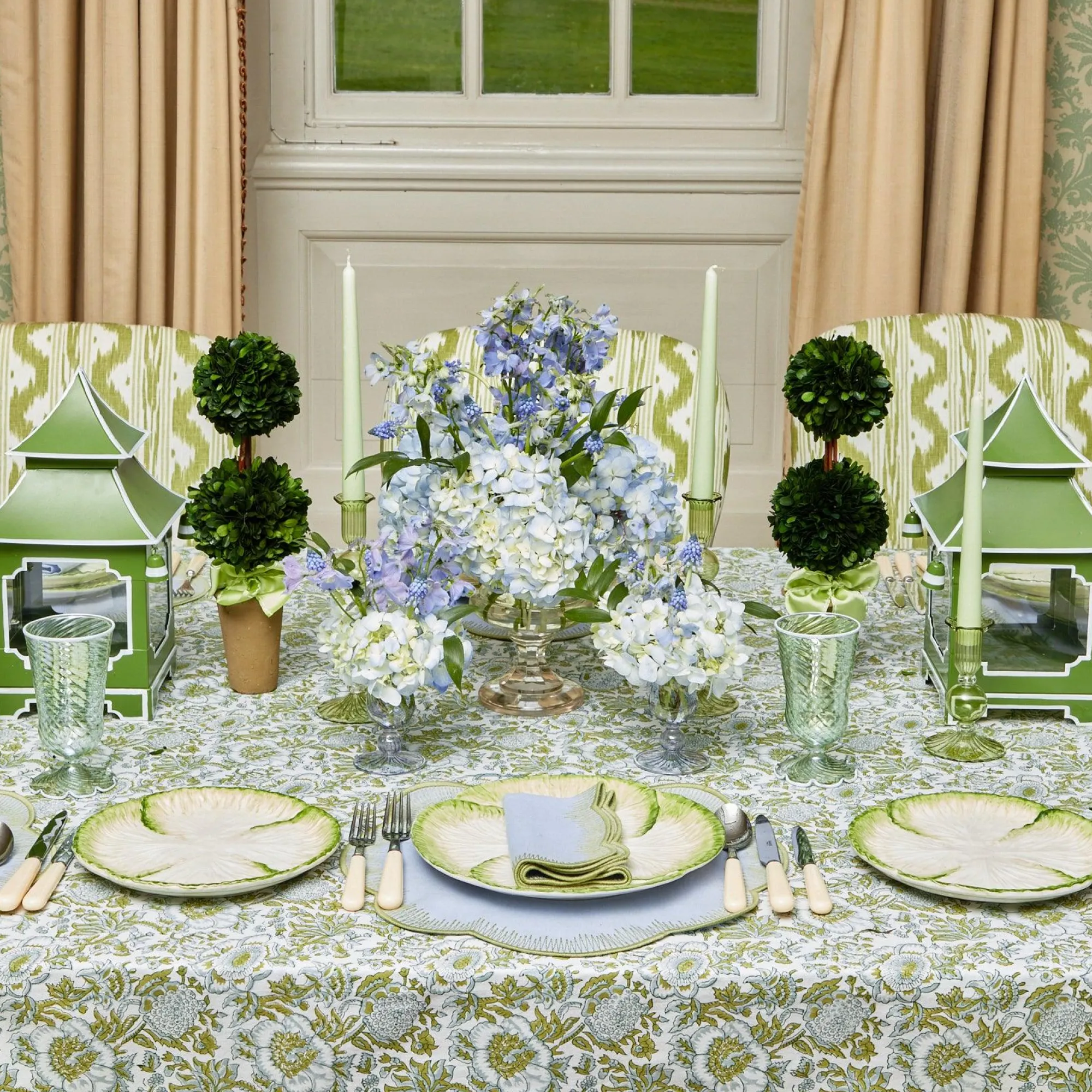 Blue Fluted Vase Set|Mrs. Alice Sale