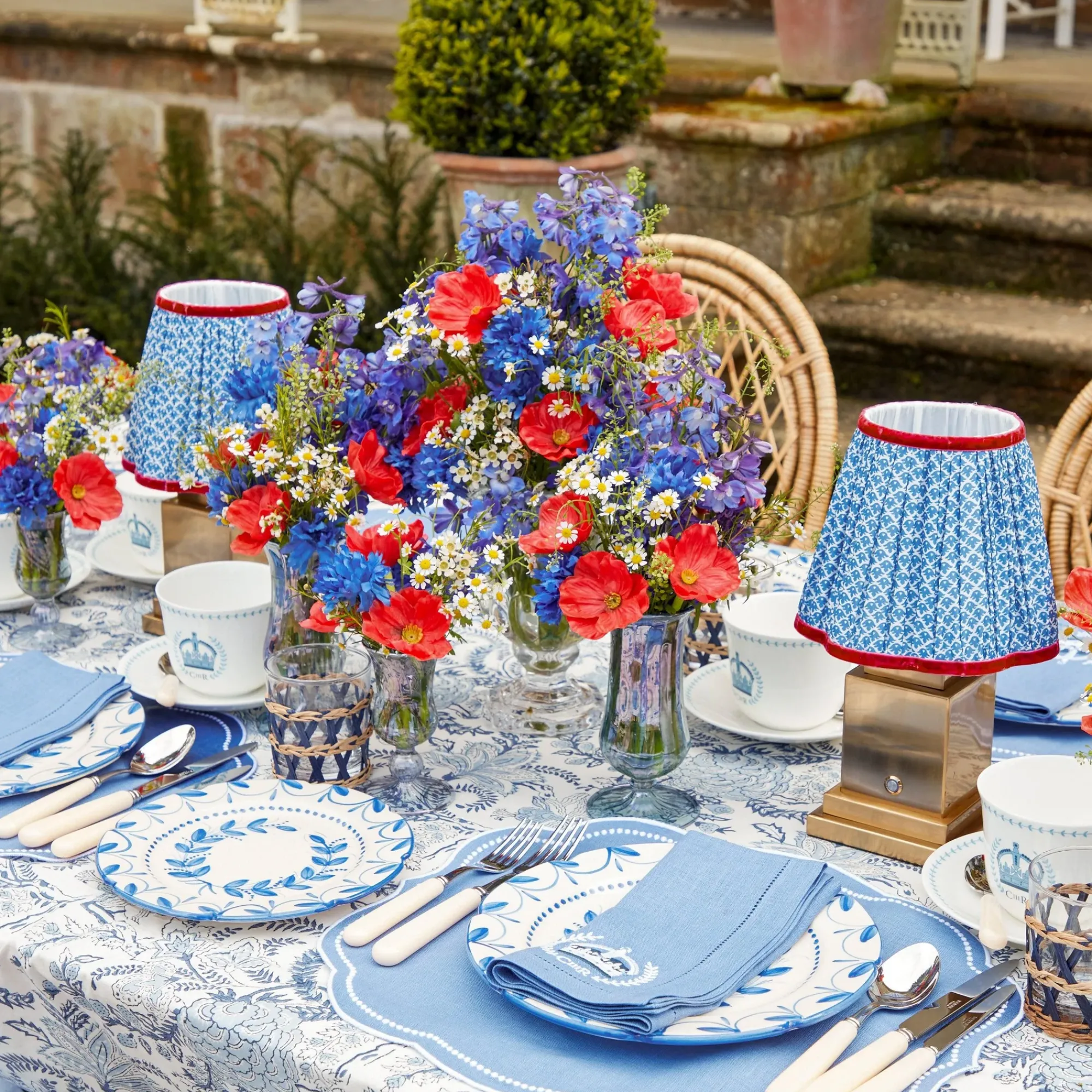 Blue Fluted Vase Set|Mrs. Alice Sale
