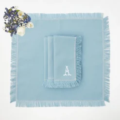 Blue Fringe Napkins (Set Of 4)|Mrs. Alice New