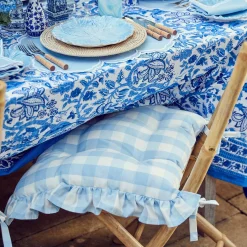 Blue Gingham Ruffle Seat Pad Cushion|Mrs. Alice