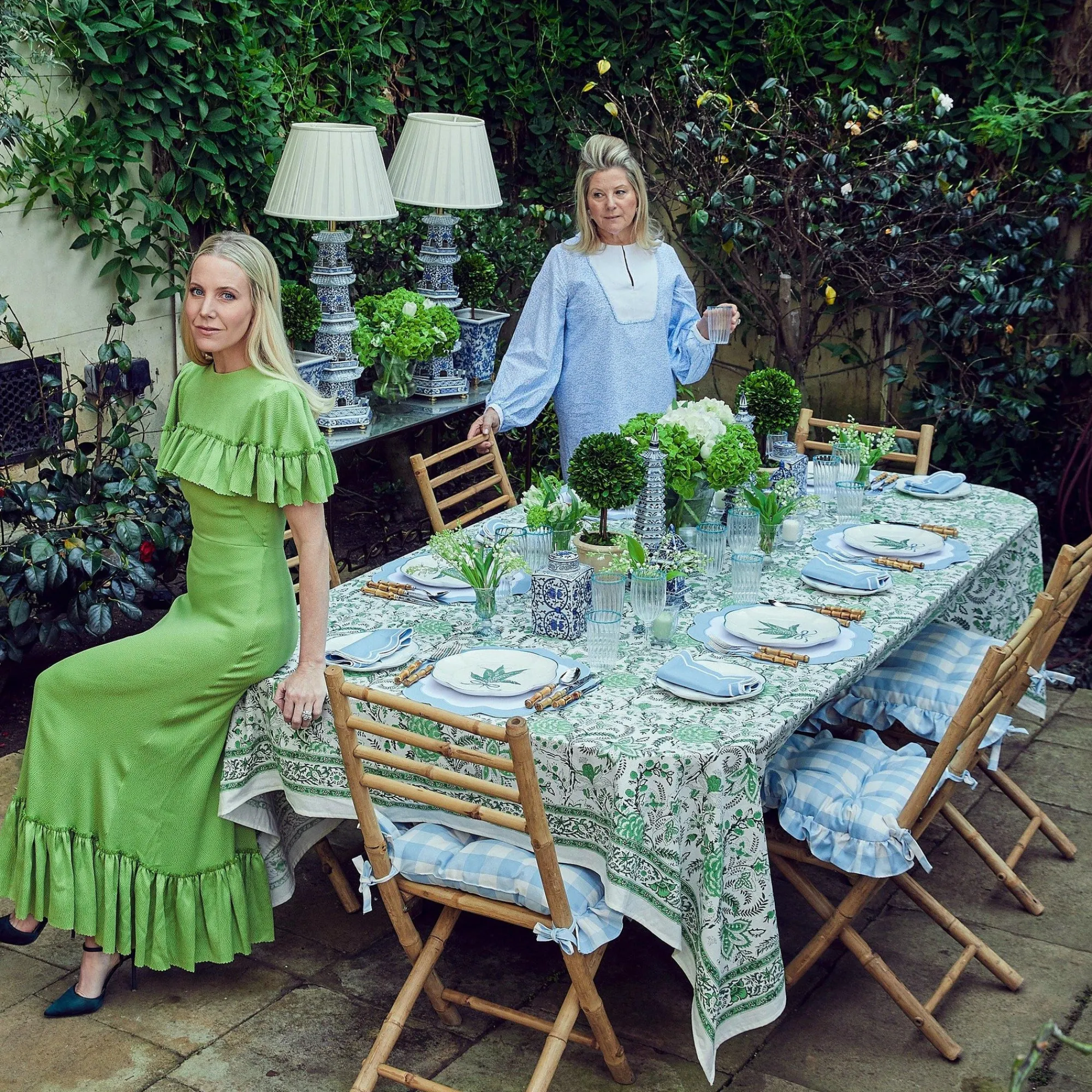 Blue Gingham Ruffle Seat Pad Cushion|Mrs. Alice