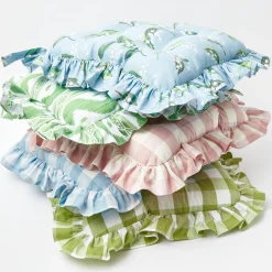 Blue Gingham Ruffle Seat Pad Cushion|Mrs. Alice