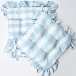 Blue Gingham Ruffle Seat Pad Cushion|Mrs. Alice