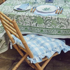 Blue Gingham Ruffle Seat Pad Cushion (Set Of 4)|Mrs. Alice Sale