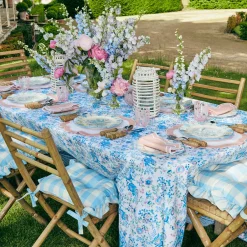 Blue Gingham Ruffle Seat Pad Cushion (Set Of 4)|Mrs. Alice Sale