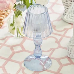Blue Glass Lantern Tea Light Holder (Pair) - 18 Cm|Mrs. Alice Outlet