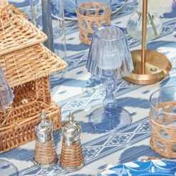 Blue Glass Lantern Tea Light Holder (Pair) - 18 Cm|Mrs. Alice Clearance