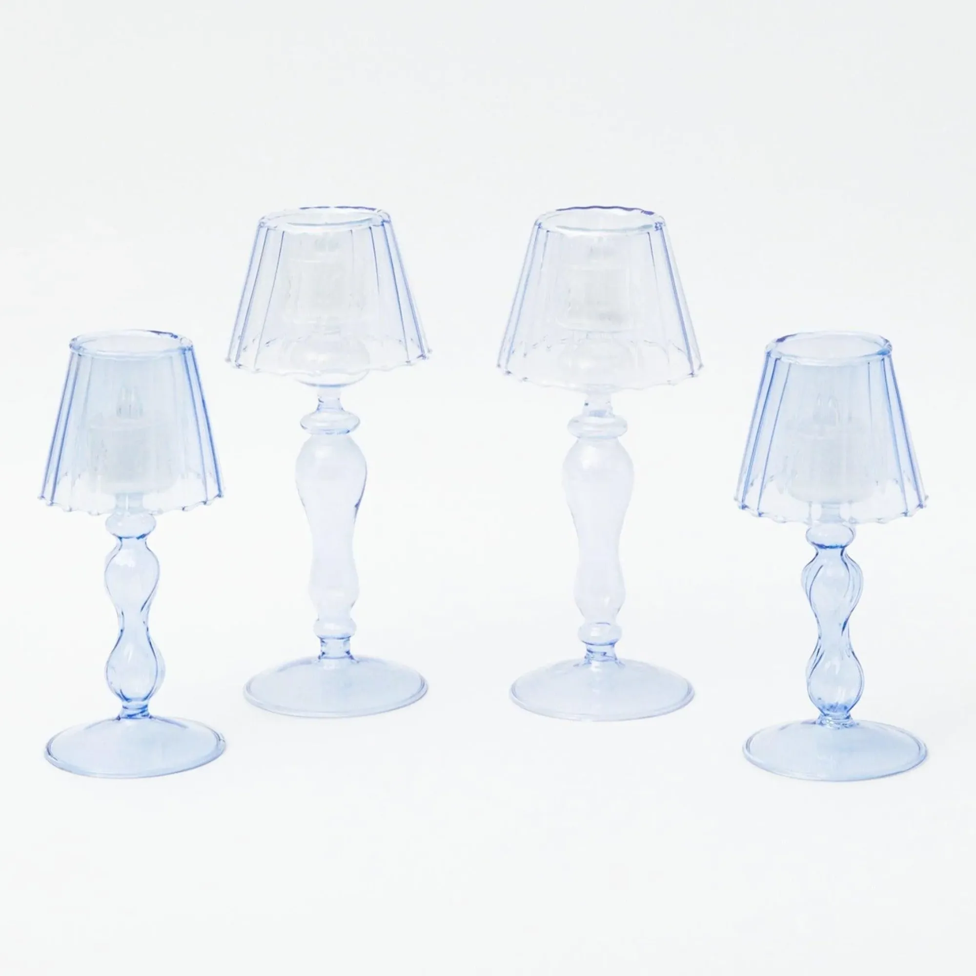 Blue Glass Lantern Tea Light Holder Set|Mrs. Alice Outlet