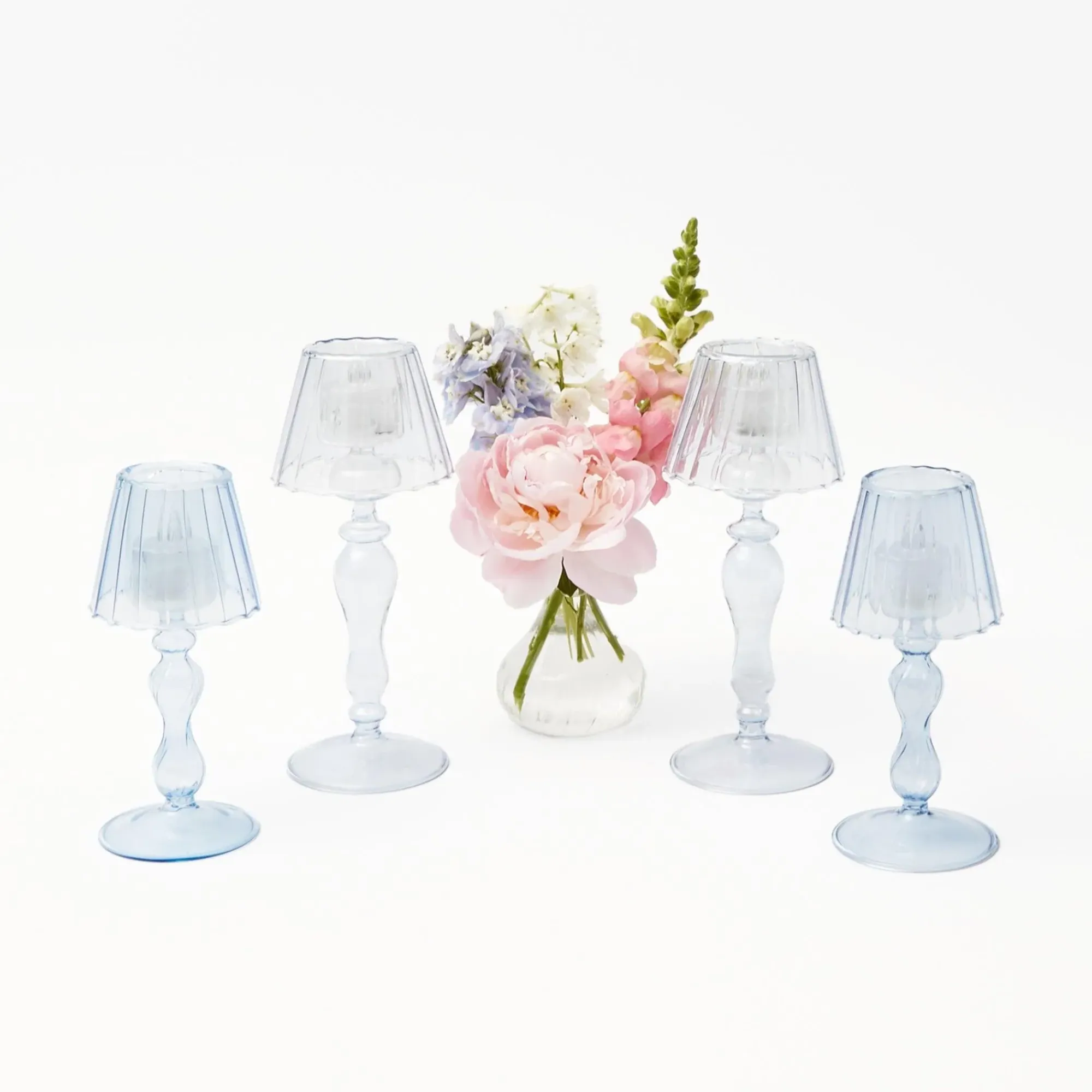 Blue Glass Lantern Tea Light Holder Set|Mrs. Alice Outlet