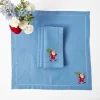 Blue Hand Embroidered Father Christmas Napkins (Set Of 4)|Mrs. Alice Discount