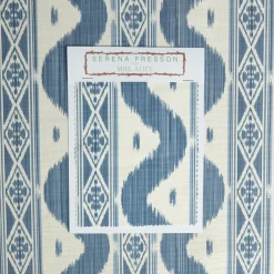 Blue Ikat Stripe Fabric|Mrs. Alice Sale