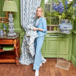 Blue Ikat Stripe Fabric|Mrs. Alice Sale