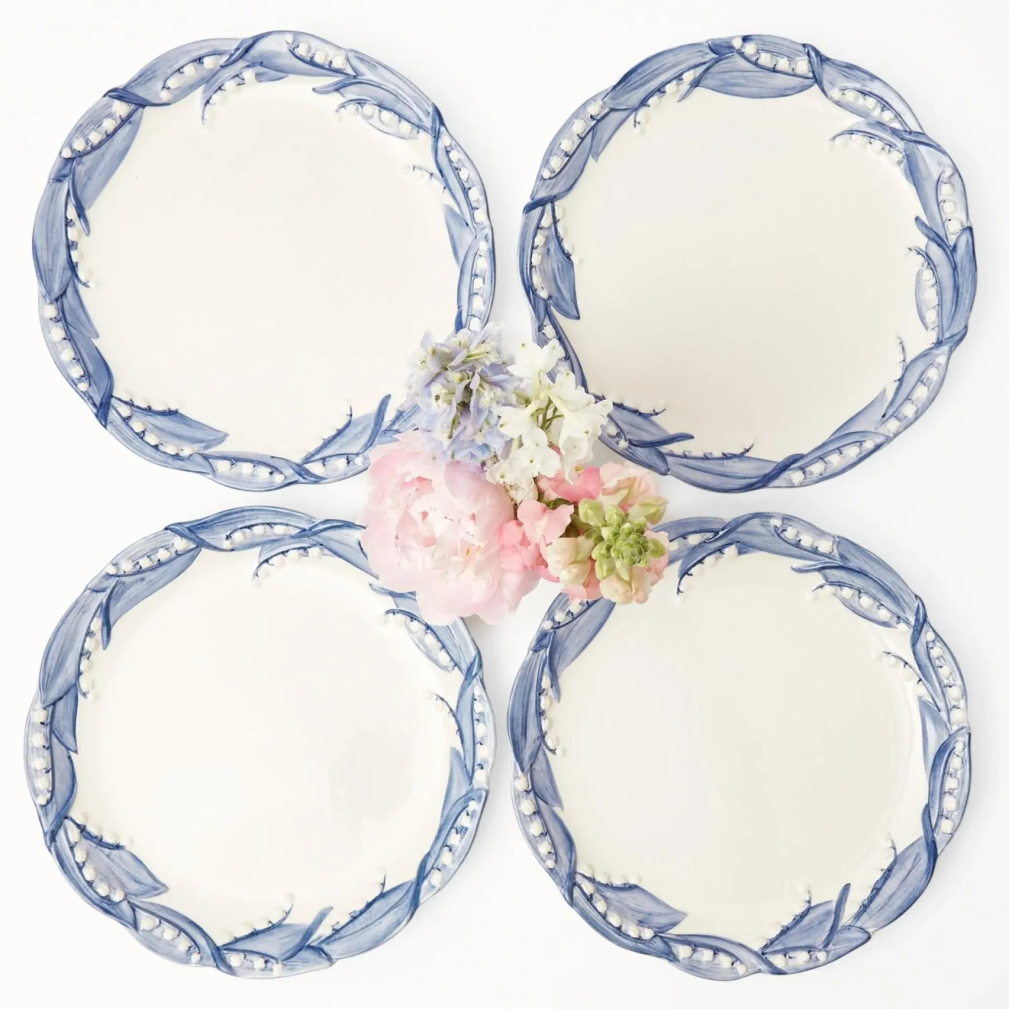Blue Lily Of The Valley Dinner Plates (Set Of 4)|Mrs. Alice Outlet