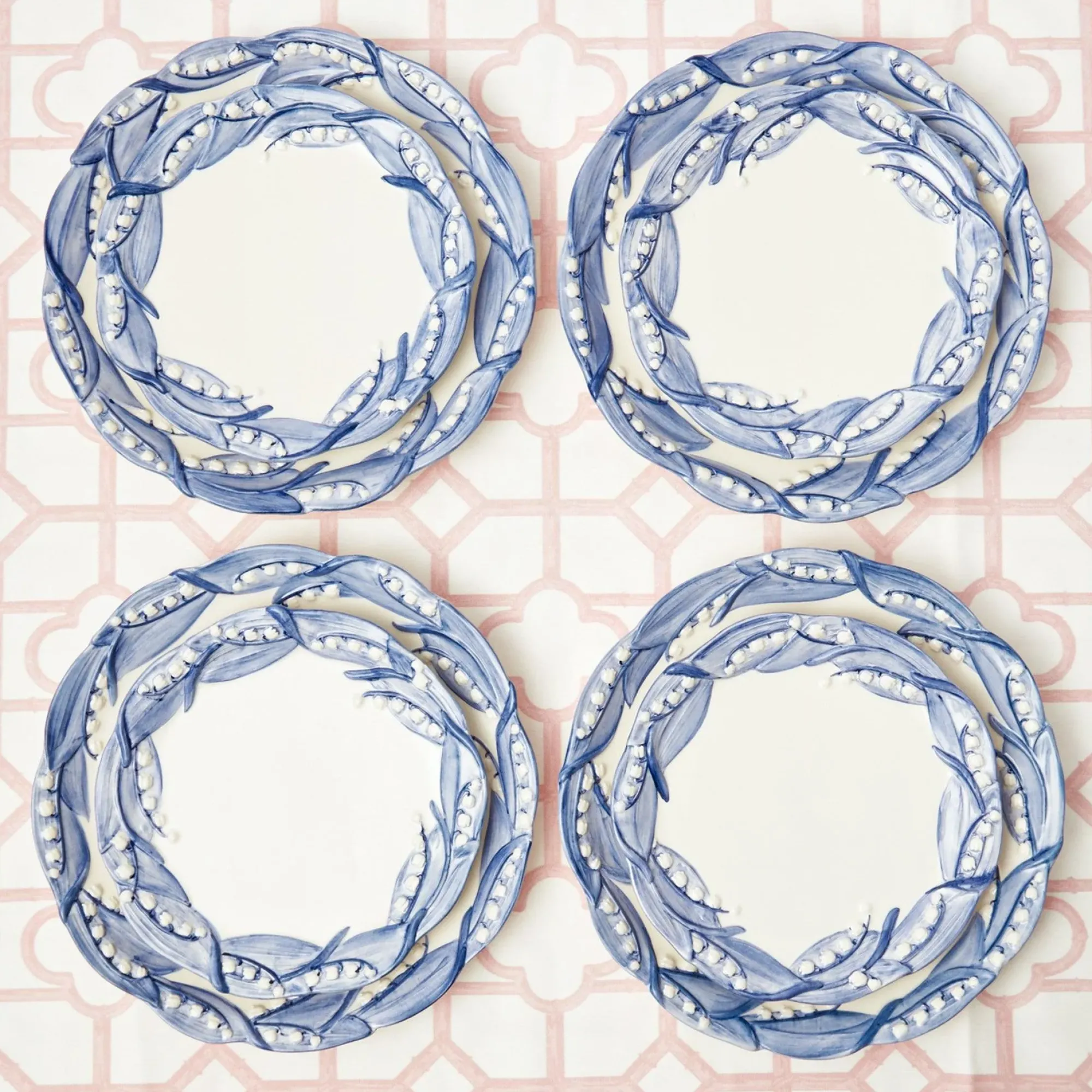 Blue Lily Of The Valley Dinner Plates (Set Of 4)|Mrs. Alice Outlet