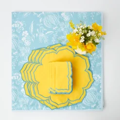 Blue Melograno & Fleur Yellow Linen Set|Mrs. Alice Clearance