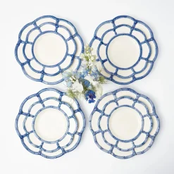 Blue Petal Bamboo Dinner & Starter Plates (Set Of 8)|Mrs. Alice Clearance
