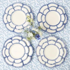 Blue Petal Bamboo Dinner & Starter Plates (Set Of 8)|Mrs. Alice Clearance