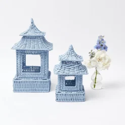 Blue Rattan Pagoda Lantern Set|Mrs. Alice Best