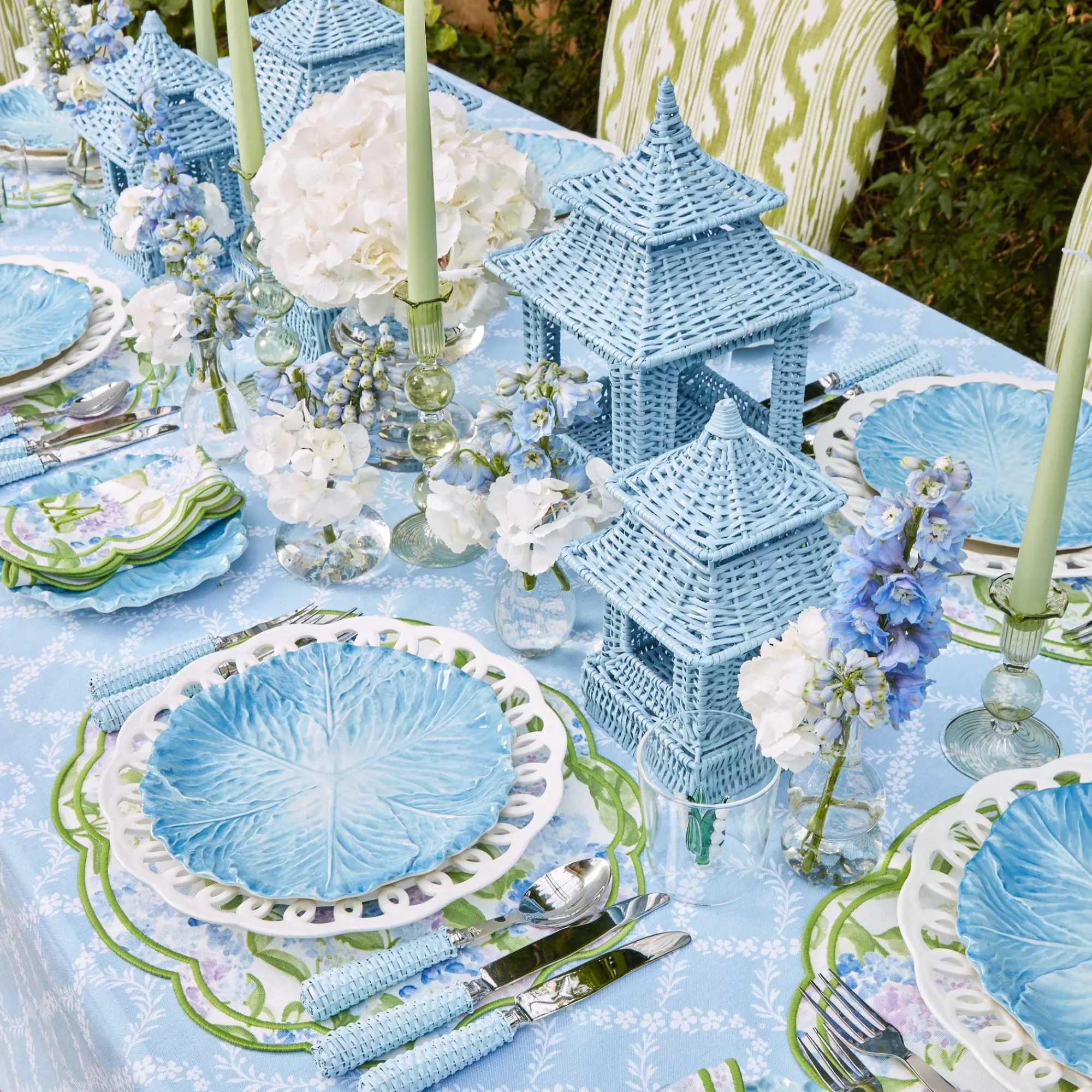 Blue Rattan Pagoda Lantern Set|Mrs. Alice Best