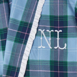 Blue Tartan Frilled Dressing Gown|Mrs. Alice Best