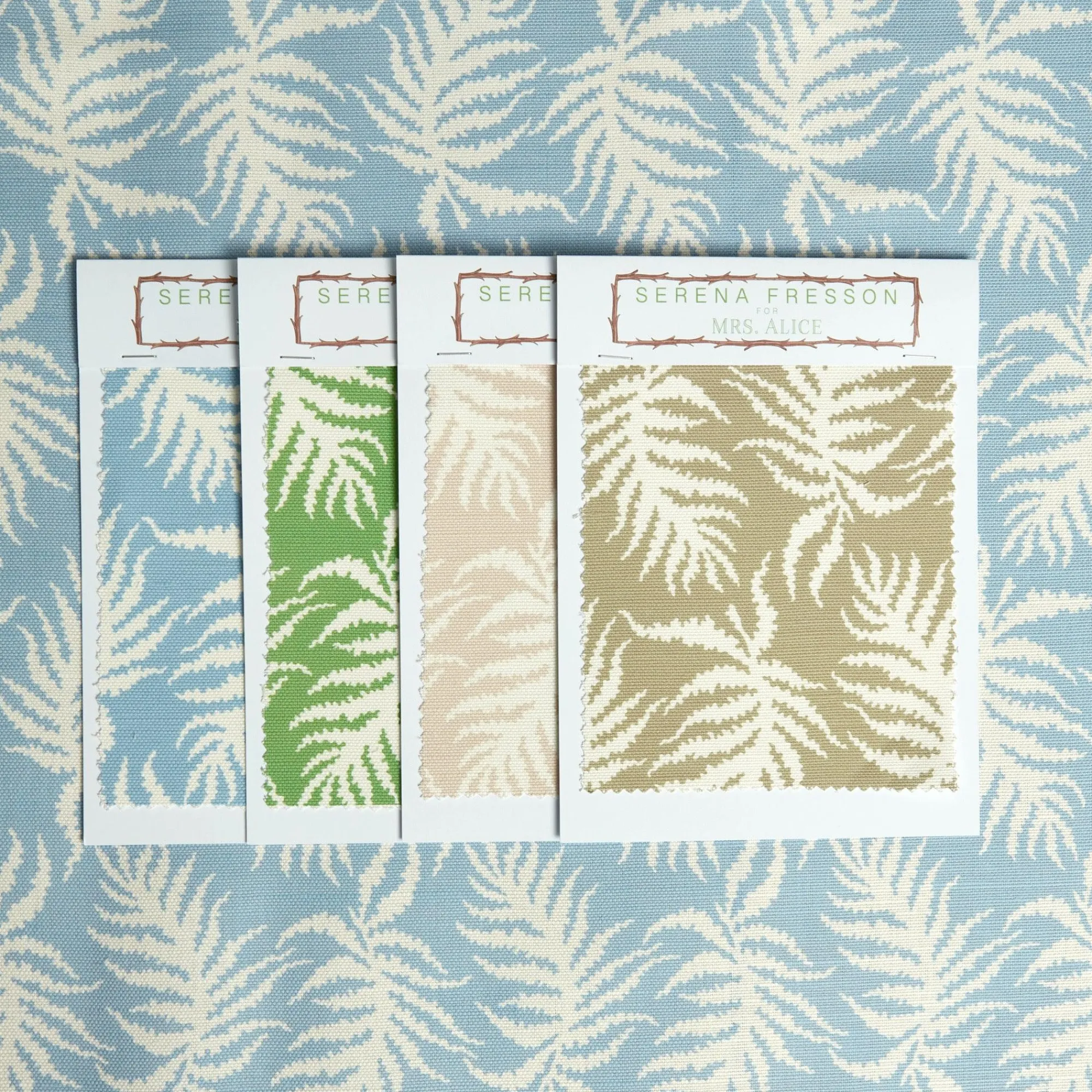 Blue Trailing Ferns Fabric|Mrs. Alice