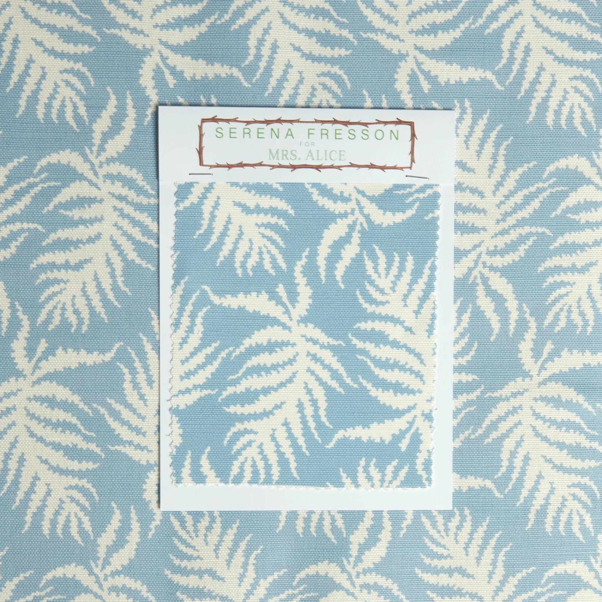 Blue Trailing Ferns Fabric|Mrs. Alice