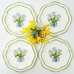 Blue Tulip Dinner & Starter Plates (Set Of 8)|Mrs. Alice Sale