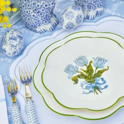 Blue Tulip Dinner & Starter Plates (Set Of 8)|Mrs. Alice New