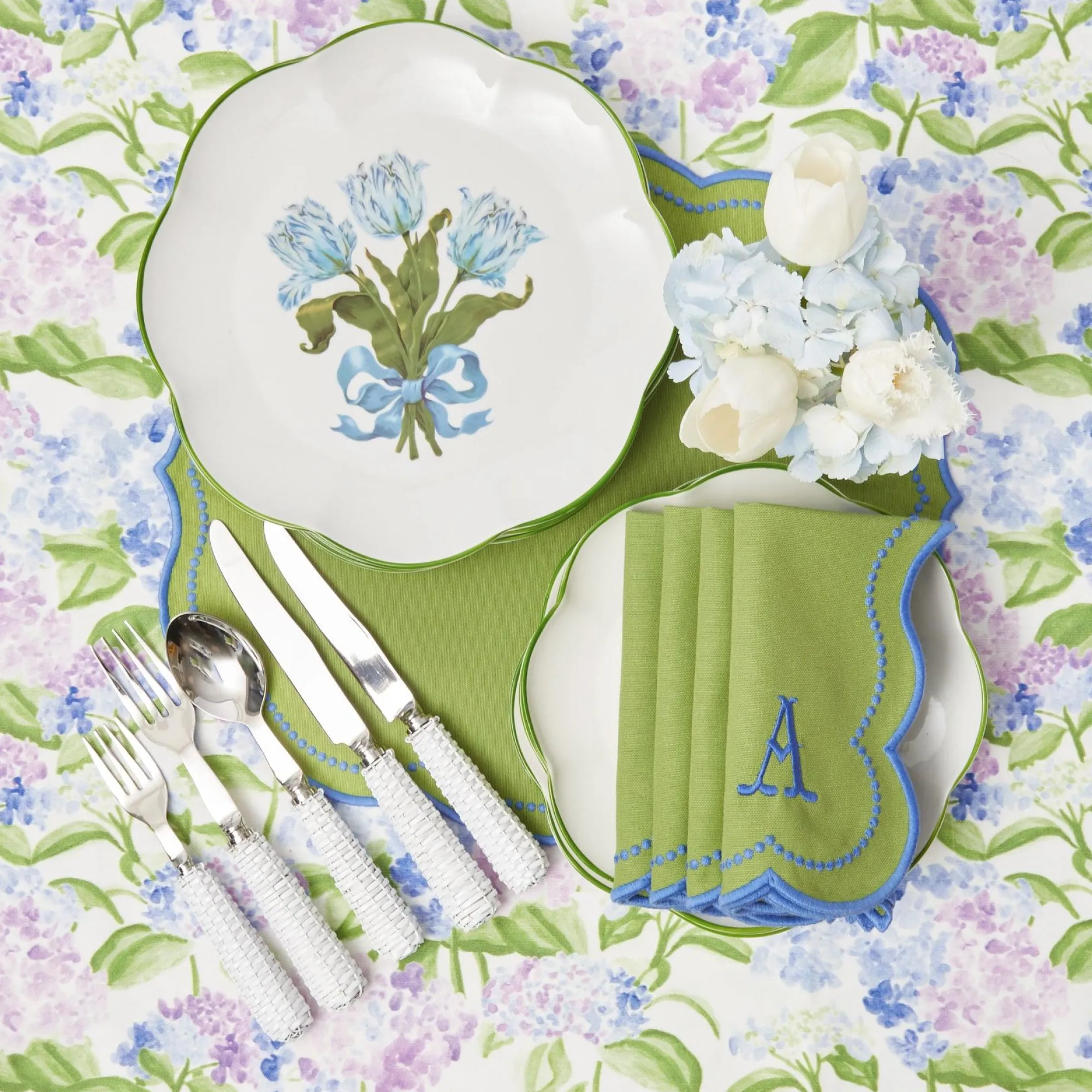 Blue Tulip Dinner Plates (Set Of 4)|Mrs. Alice Best